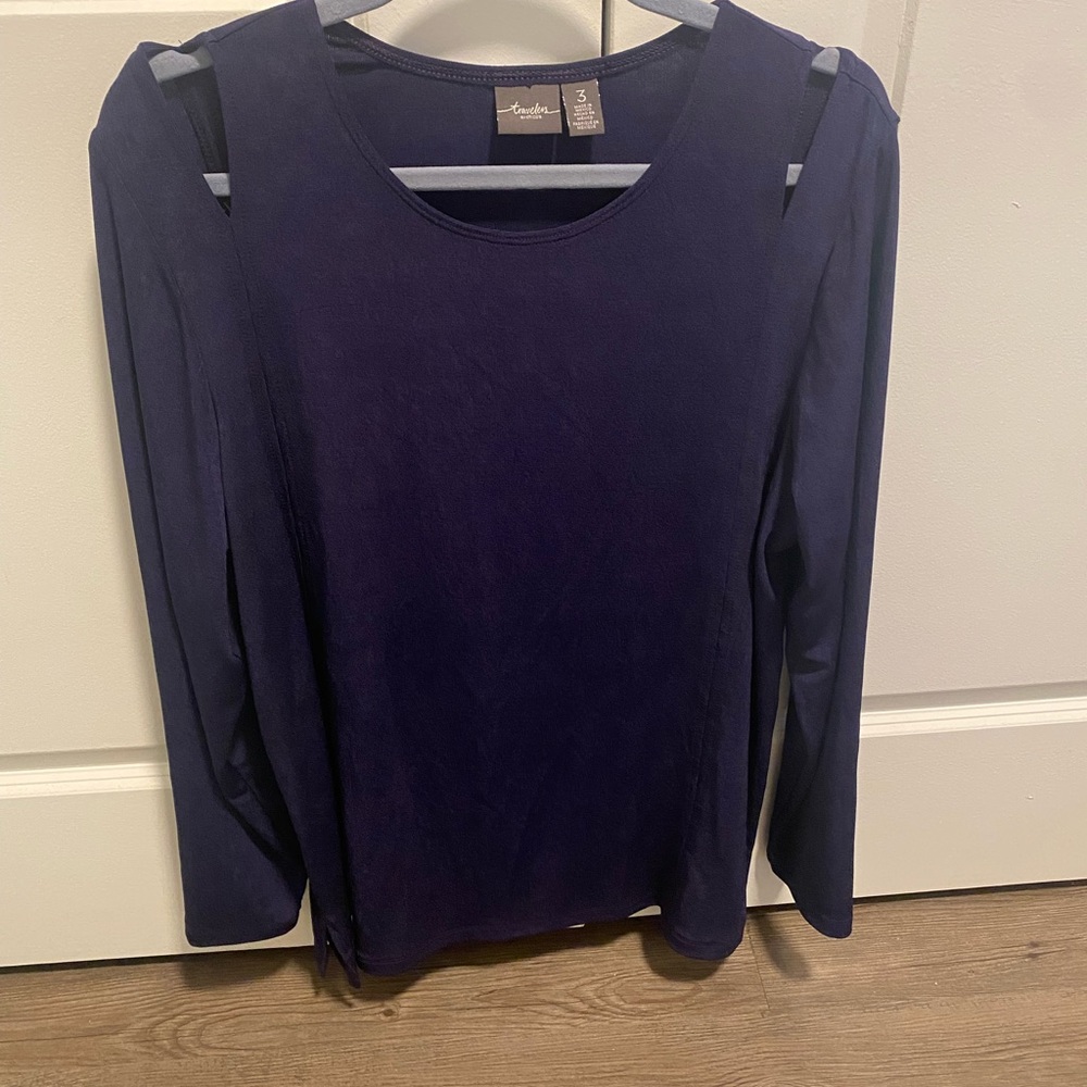 Chico’s Stretch Deep Blue Long Sleeve Top